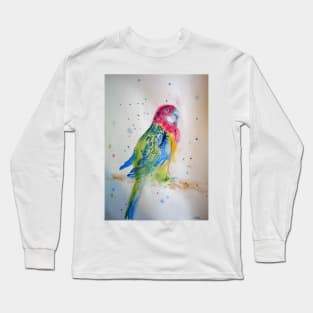 Rosella Parrot Watercolour Painting Long Sleeve T-Shirt